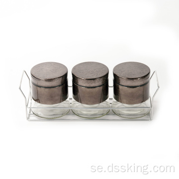 800 ml svart glasbehållare Tre stycke förvaringstank set med hylla glas mat lufttät kapsel kök lagring burk